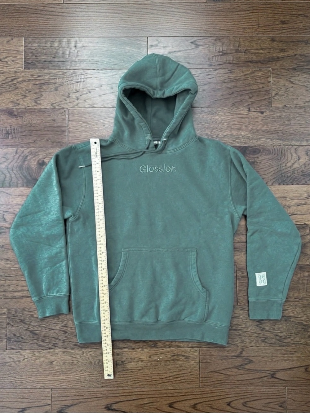 Glossier Limited Edition Embroidered Soft Sage Green Hoodie Size Small - Picture 7 of 8